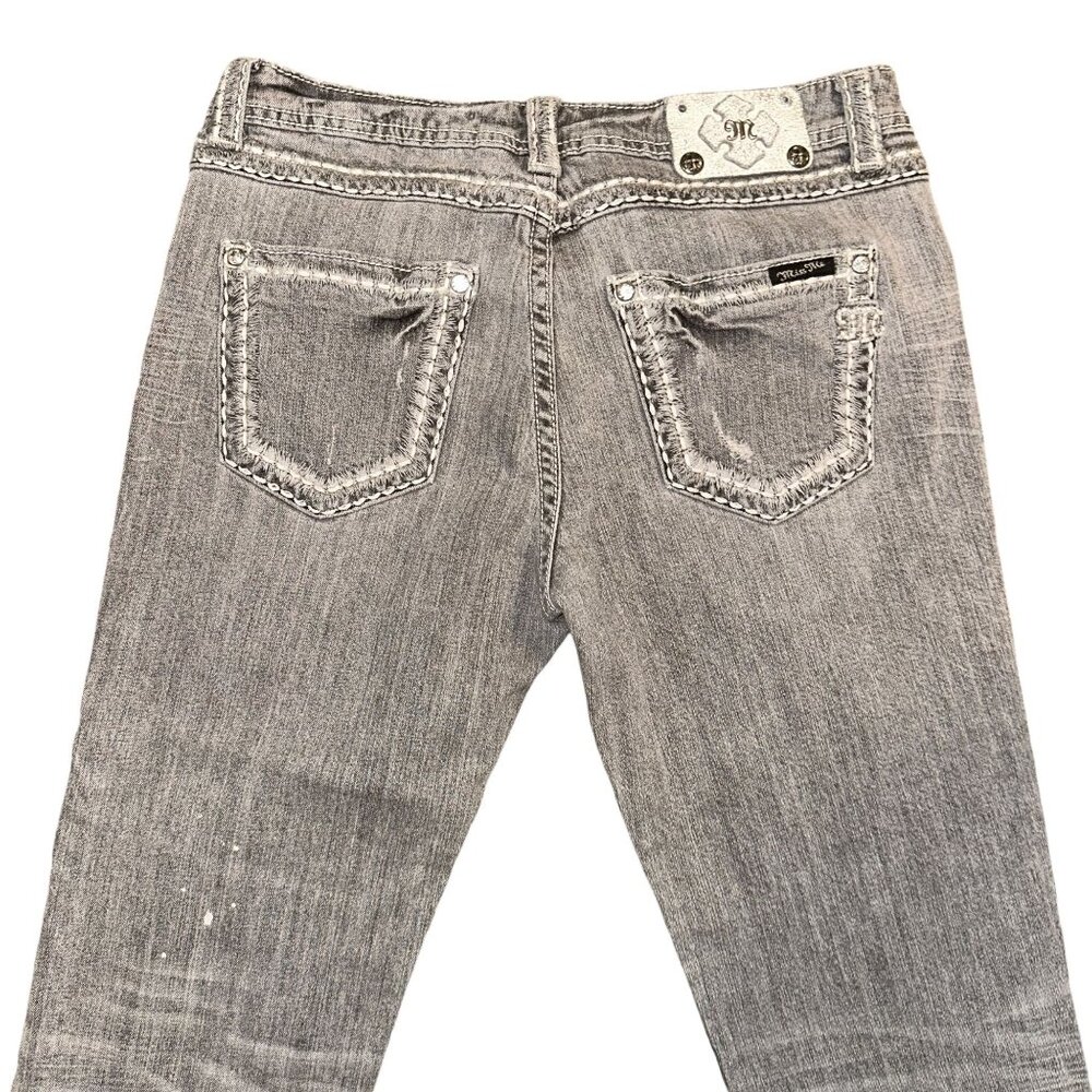 Miss Me JPB5014-5 Boyfriend Crop Womens Jeans 28 25 Gray Distressed Splatter - Picture 6 of 8